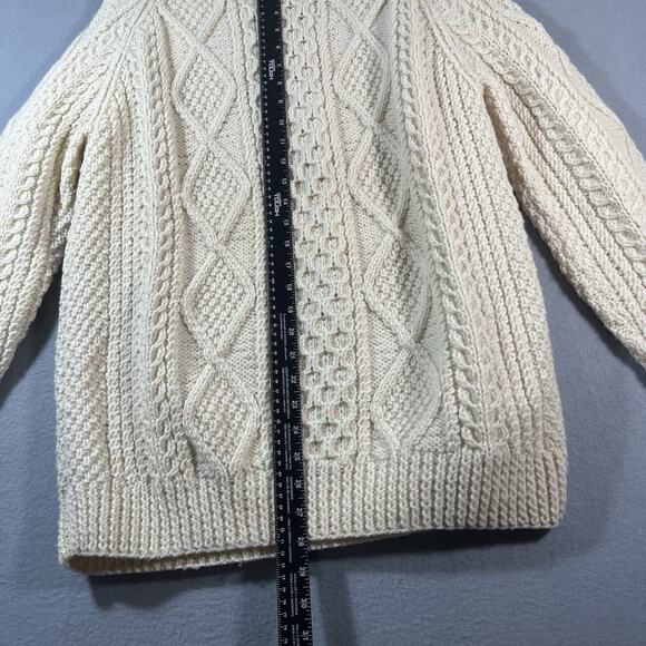 Glen Eany Genuine Donegal Knit 100% Wool Sweater Ireland Long‎ Sleeve Ivory L - Picture 7 of 10